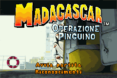 Madagascar title screen for GameBoy Advance